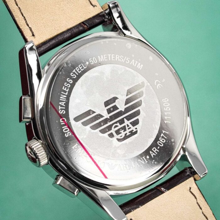 Emporio Armani Men's Valente Brown Dial Chronograph Watch with Leather Strap - AR0671 - Image 3
